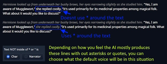 When the AI doesnt use an asterisk or a quote